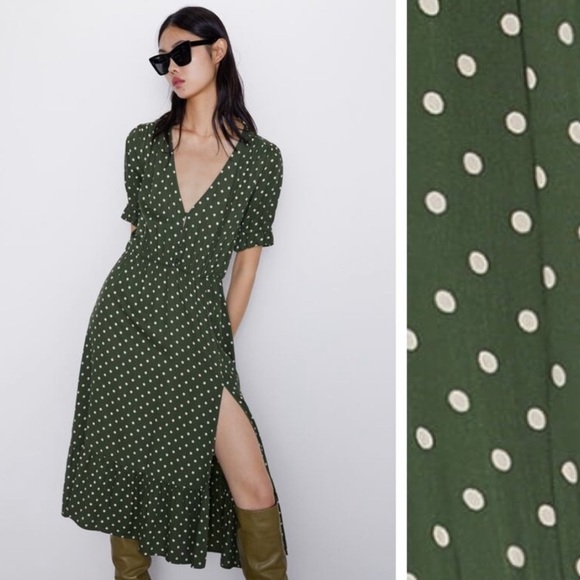 Zara Dresses & Skirts - Zara Polka Dot Dress with Slit